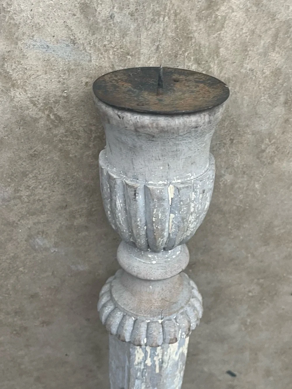 Aidan Gray 22” Candle Holder Distressed Wood White Paint Light Wood